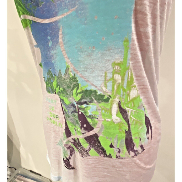 Disney Little Mermaid Slub Tee Shirt Top Size S Ariel Blue Green Short Sleeves - Picture 4 of 10